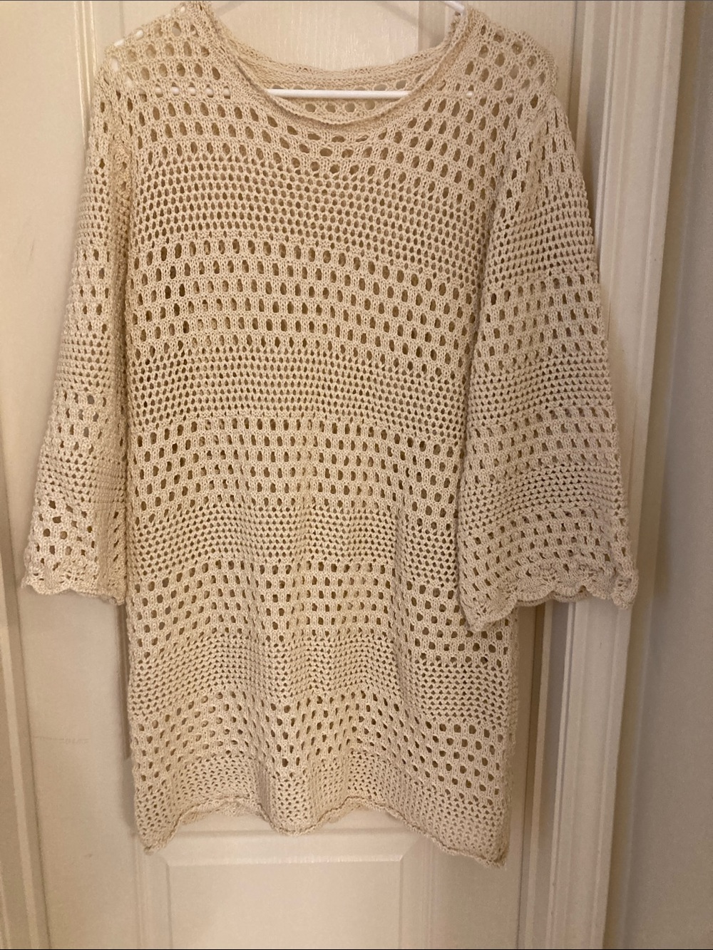 Cream Open-Knit Women’s Sweater